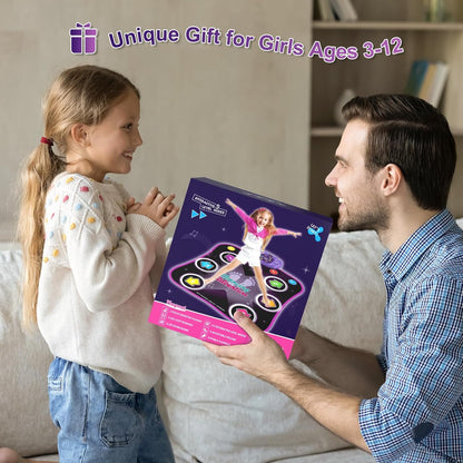 Kids LED Dance Mat with Bluetooth Music, Foldable Non-Slip Rhythm Game (6/8 Key)
