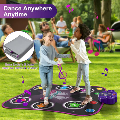 Kids LED Dance Mat with Bluetooth Music, Foldable Non-Slip Rhythm Game (6/8 Key)