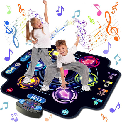 Kids LED Dance Mat with Bluetooth Music, Foldable Non-Slip Rhythm Game (6/8 Key)