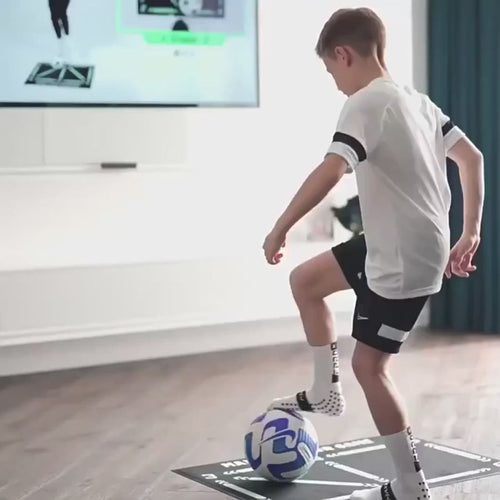 Kids Indoor Football Training Mat + Video Program – Footwork & Ball Control Set