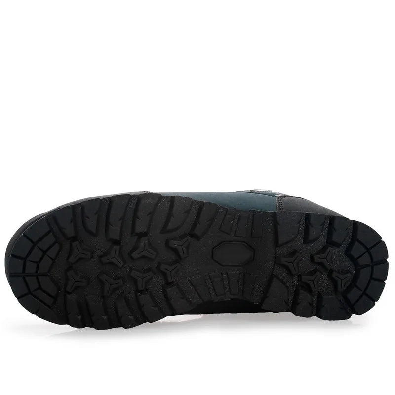 Men’s Waterproof Cowhide Hiking Boots – Thermal Anti-Slip Outdoor Shoes with Mesh Insole for Winter Trekking