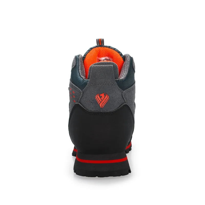 Men’s Waterproof Cowhide Hiking Boots – Thermal Anti-Slip Outdoor Shoes with Mesh Insole for Winter Trekking