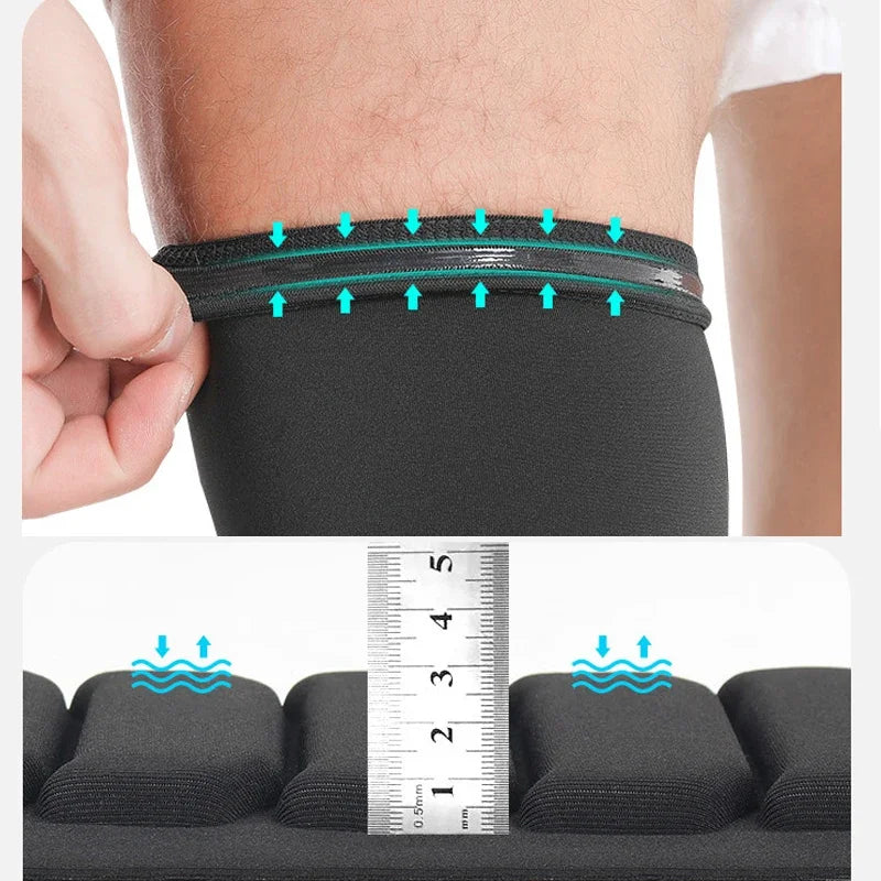 Aerofoot™ Compression Sports Knee Sleeves – Honeycomb Padded Long Leg Design for MTB, Basketball, Soccer, and Gym