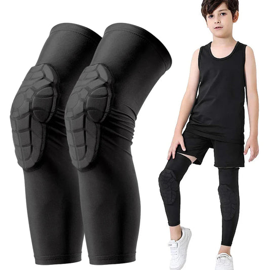 Aerofoot™ Kids Honeycomb Sports Knee Sleeves – Comfortable Compression Pads for Ages 3–12