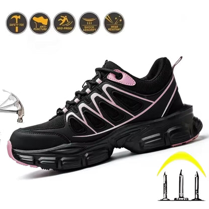 Aerofoot™ Women’s Safety Work Shoes – Steel Toe, Slip-Resistant, Breathable Protective Sneakers
