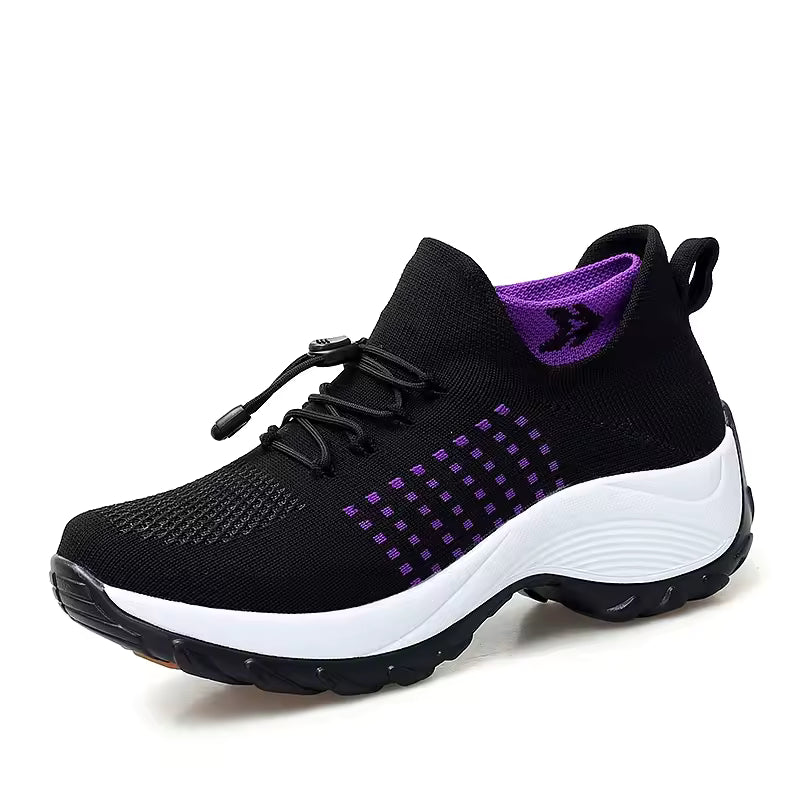 Aerofoot™ Women’s Outdoor Walking Sneakers – Breathable Sock-Style Trainers, Lightweight Non-Slip Platform Shoes