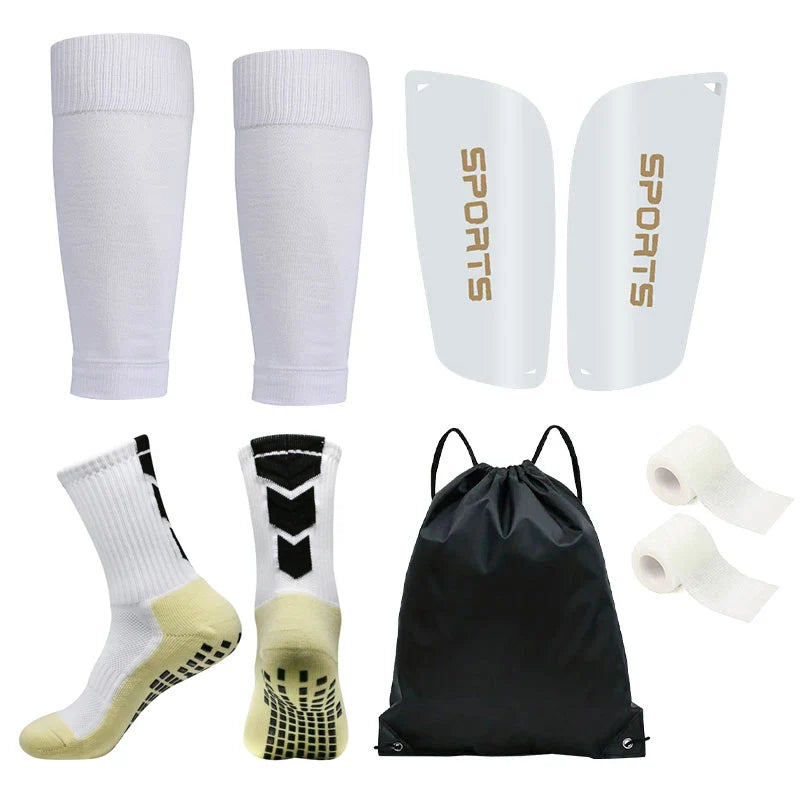 Aerofoot™ 5-Piece Football Training Set – Grip Socks, Leg Covers, Shin Pads, Bandages & Drawstring Bag