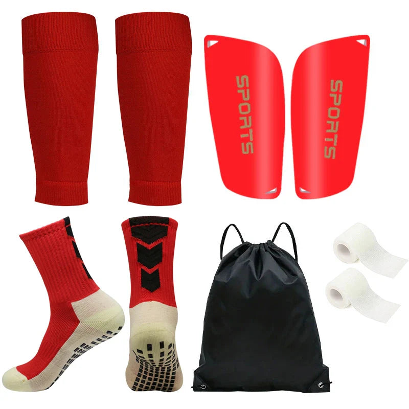 Aerofoot™ 5-Piece Football Training Set – Grip Socks, Leg Covers, Shin Pads, Bandages & Drawstring Bag
