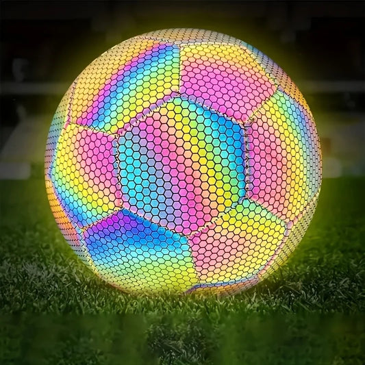 Aerofoot™ Reflective Luminous Football – Size 5 | Eye-Catching Holographic Soccer Ball
