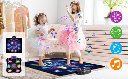 Kids LED Dance Mat with Bluetooth Music, Foldable Non-Slip Rhythm Game (6/8 Key)
