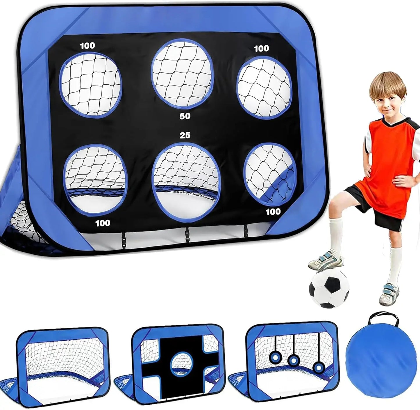 4-in-1 Pop-Up Soccer Goal – Foldable Football Target Net for Indoor/Outdoor Training